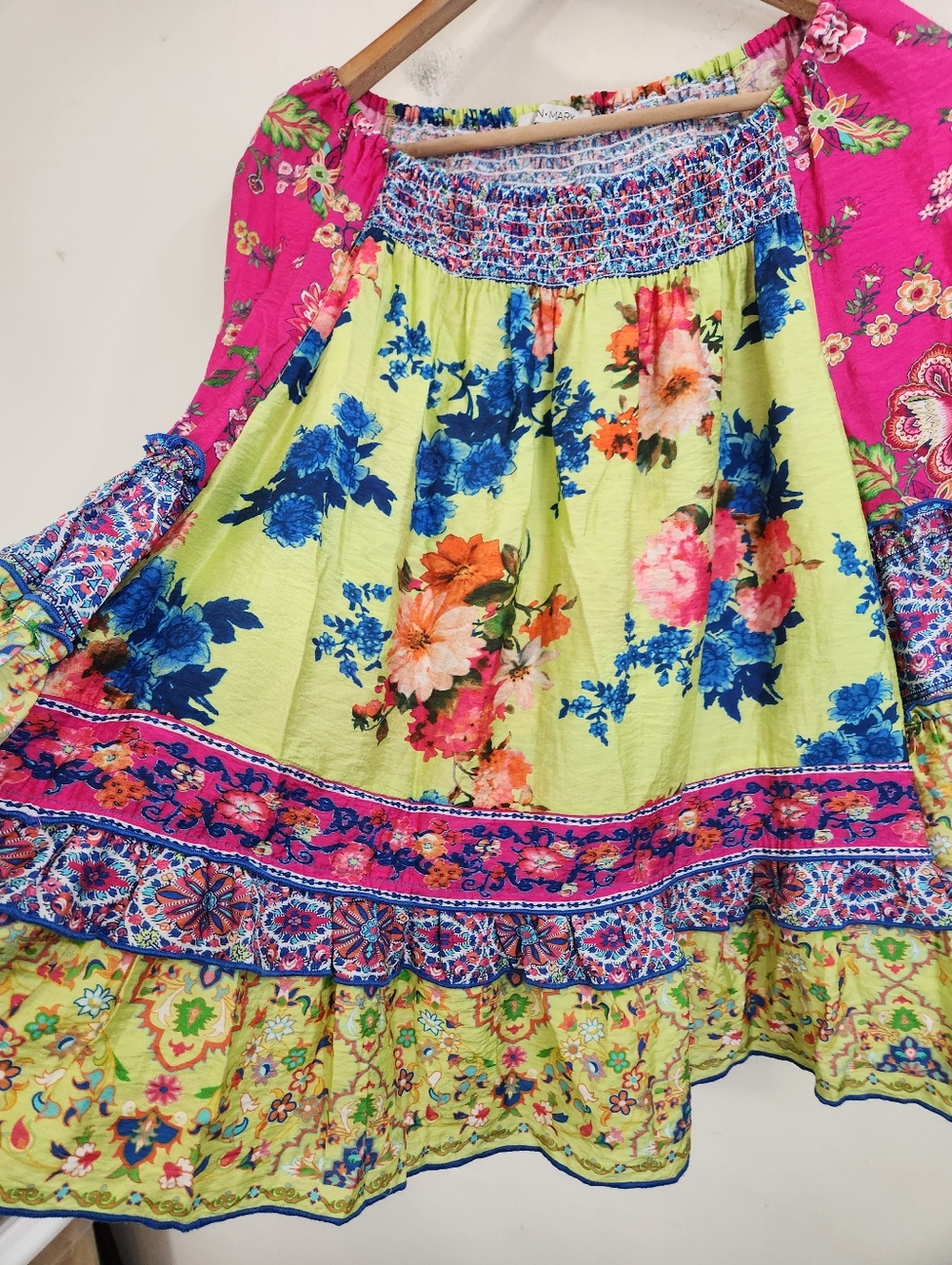 John Mark Mixed Print Ruffle Blouse - Picture 4 of 7